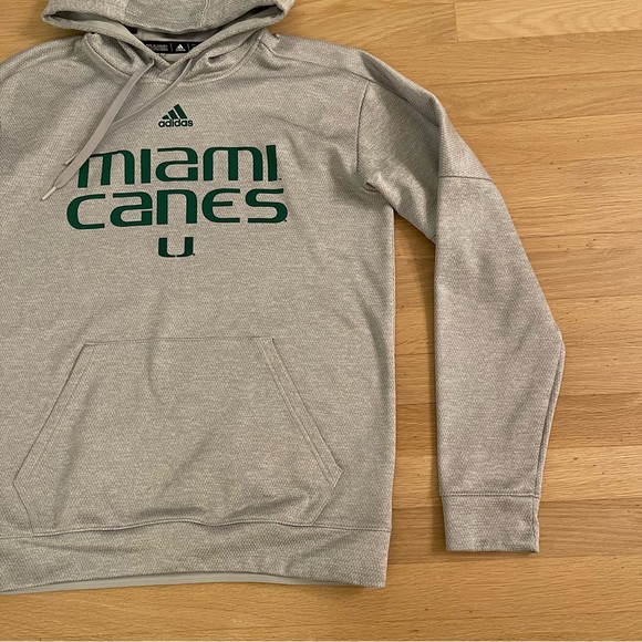 Adidas NCAA University of Miami Canes Gray Hoodie | Size: Medium - Picture 6 of 9